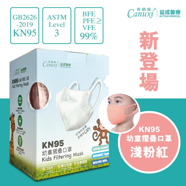 Canuxi Level 3 幼童摺疊粉紅口罩(20片獨立包裝)